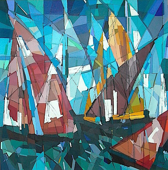 Sails In Regatta, 1992 — painting by Eveline Henner