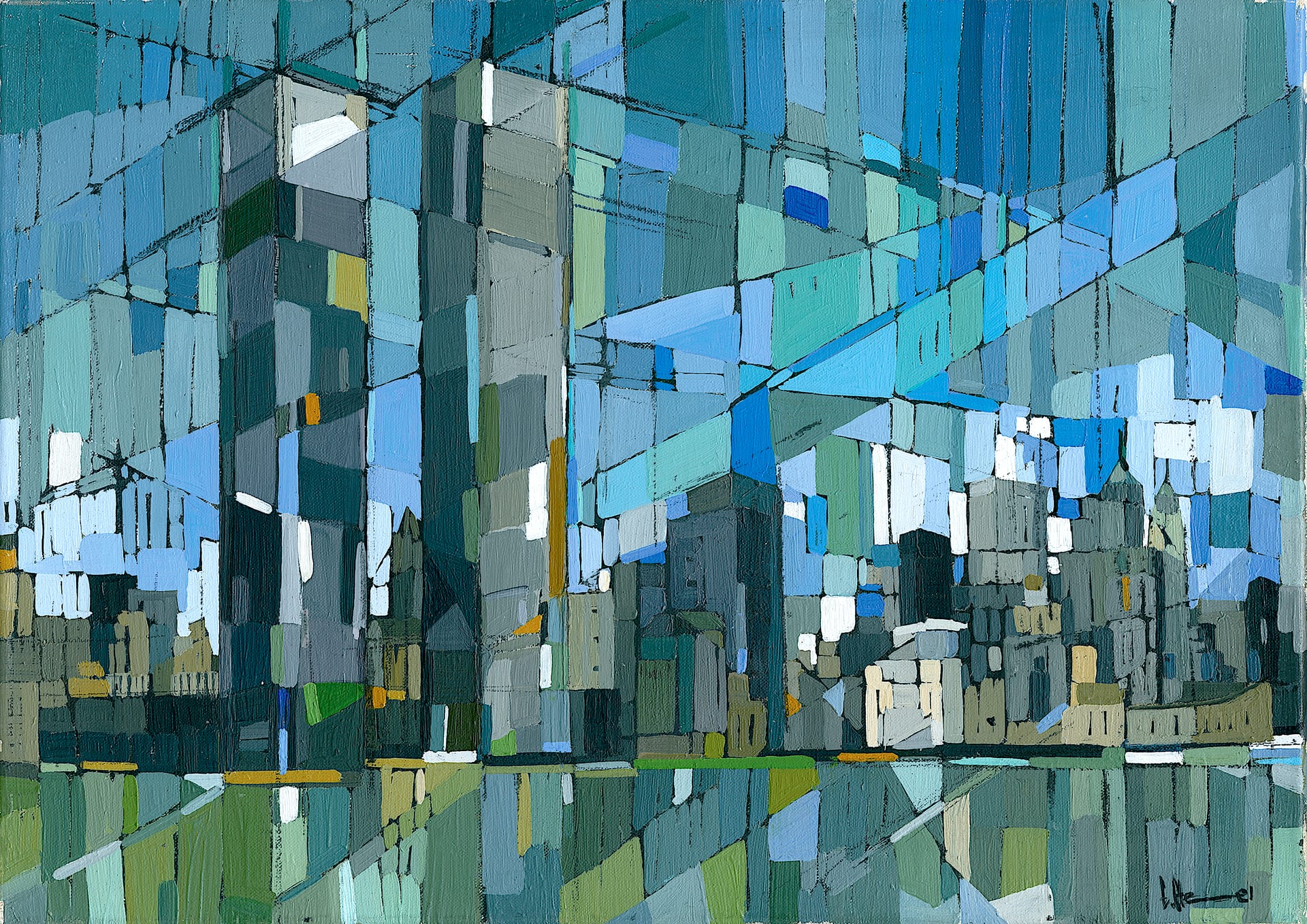 Manhattan's Twin Towers, 1978 — painting by Eveline Henner