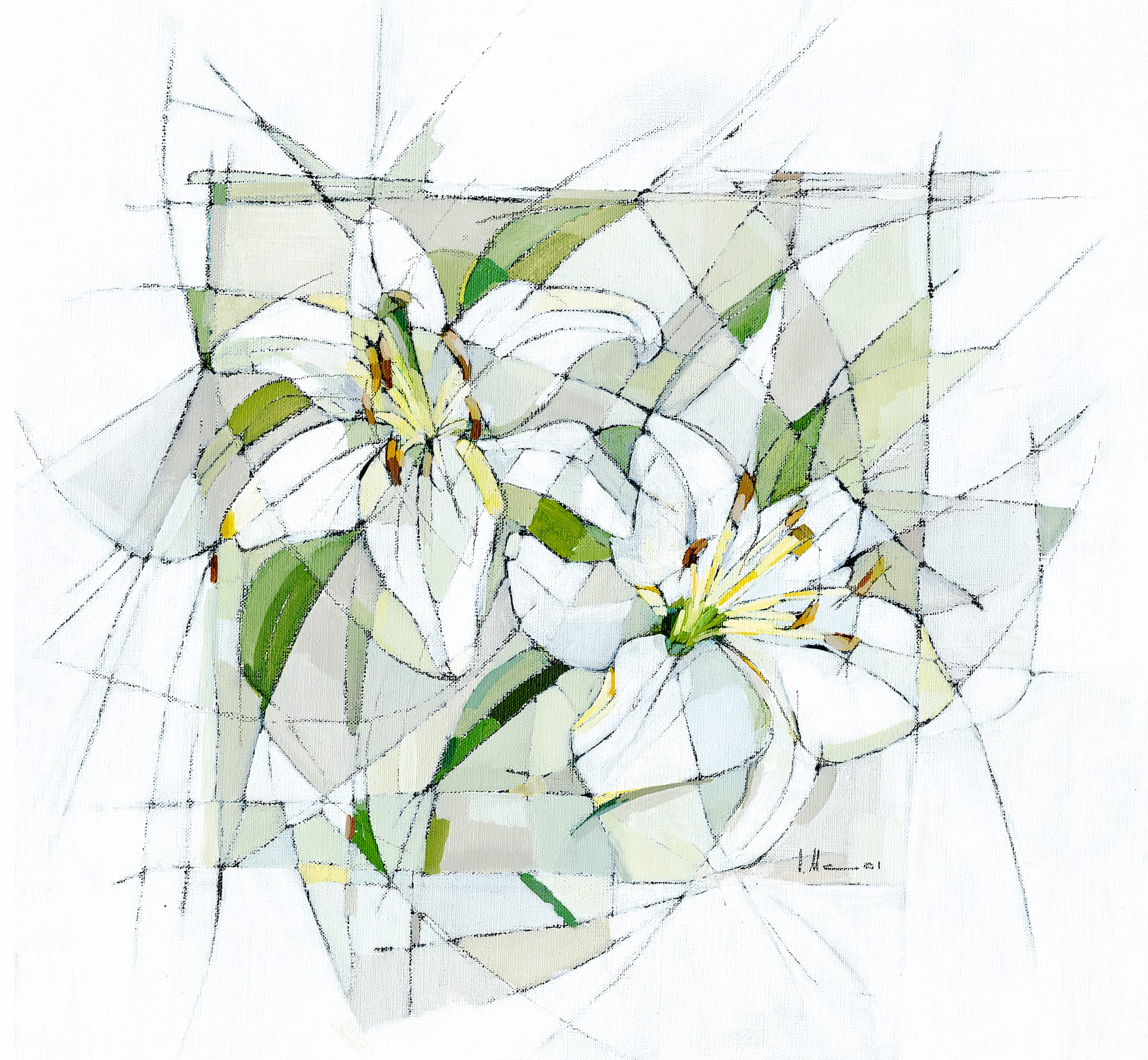 White Lilies, 1984 — painting by Eveline Henner