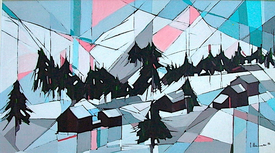 Dischma Valley, Davos, 1976 — painting by Eveline Henner